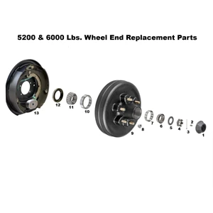 Brake H&D 655 1/2" Stud Complete Pre Greased Kit, 5.2-6k